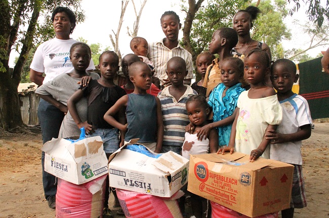 Children who survived Ebola receives food and other items from the foundation