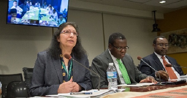 Africa's Pulse Video Conference. Punam Chuhan-Pole (1st from left), Acting Chief Economist of the World Bank Africa and the report’s author. Photo: Dasan Bobo, World Bank