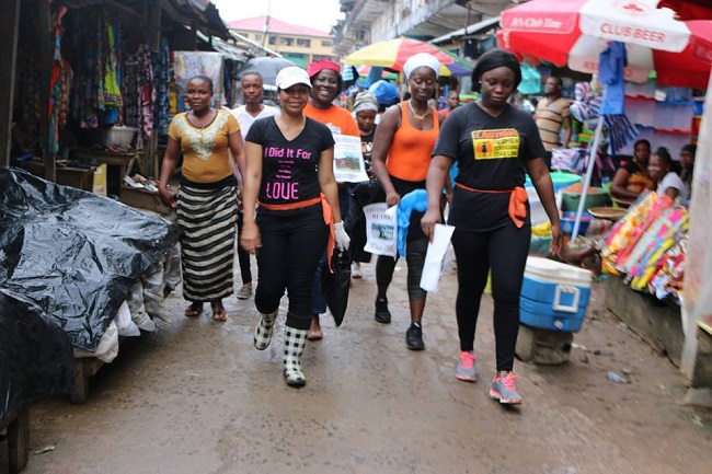 A group of Liberian women on the fundraising campaign 